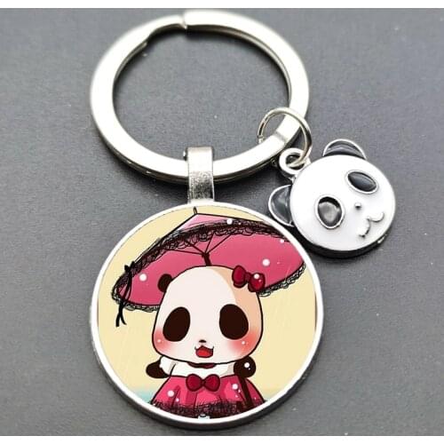 Cute Cartoon Panda Crystal Keychain Panda Alloy Accessories Men and Women Same Style