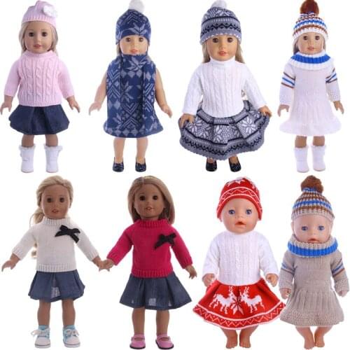 Doll Clothes Winter Christmas Warm Sweater Fit 18 Inch American & 43Cm Baby New Born Doll For Our Generation Doll Daily Life