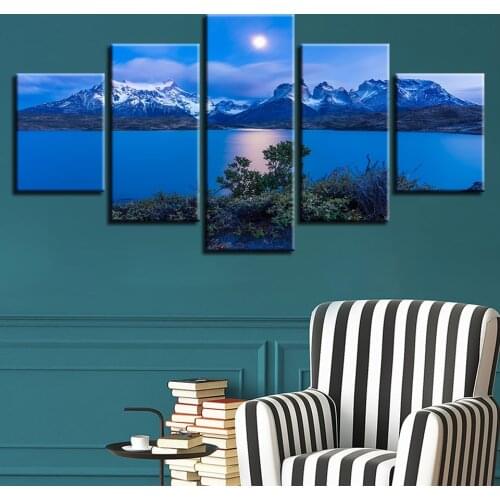 Landscape Sea Beach Ocean Sunrise Lighthouse Tropical 5 Piece Wall Pictures For Living Room Color Painting Art Home Decor
