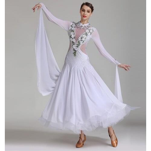 Women modern dance dress high-grade ballroom dance clothes standard ball dance performance costumes waltz diamonds dress S7035
