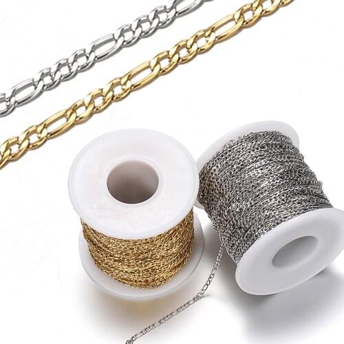 2Meters Stainless Steel Chain 2.5mm Flat Curban NK 3:1 Gold Chains Curb Necklace Chain for Handmade Bracelet Jewelry Making DIY