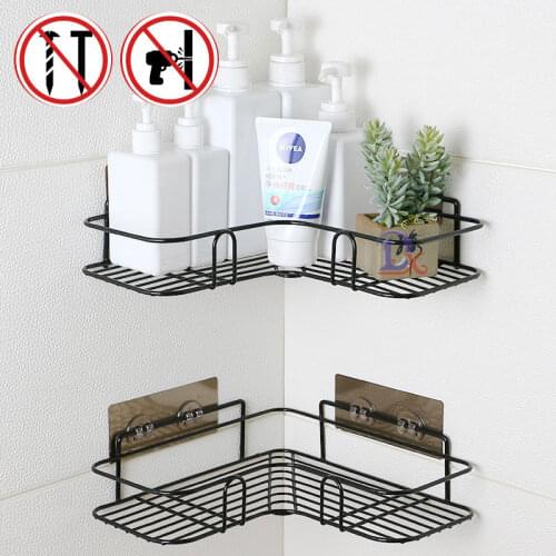 Stainless Bathroom Storage Shelf Shower Corner Stand Storage Rack DurAble And Easy To Install Wall Suction Kitchen Accessories
