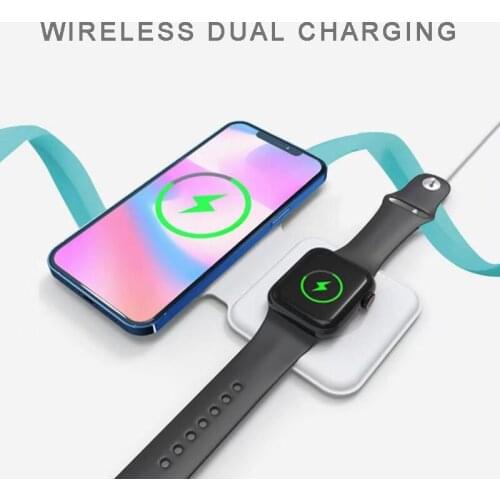 2-in-1 Portable Chargers Dock Station Wireless Mobile Phone Wireless Charger Desktop Phone Charging Pad For iPhone Accessories