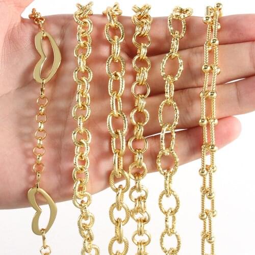 1 Meter Gold Plated Oval Round Heart Shape Chains Metal Copper Chain for Jewelry Making DIY Bracelet Anklet Accessories