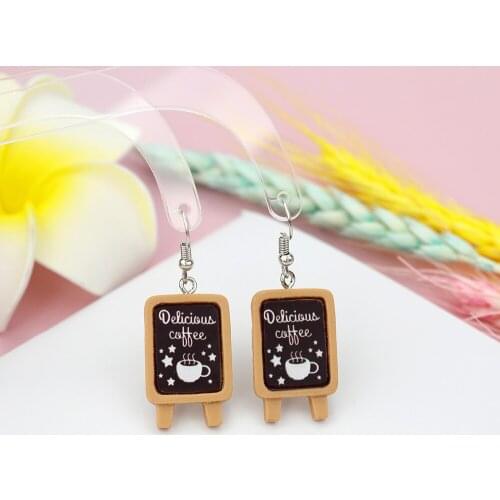 Cute Sweets Mini Coffee Card Earrings 2021 Trend New DIY Handmade Creative Womens Earring Jewelry Accessories For Girls