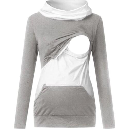 Maternity Sweatshirt Women Nursing Maternity Long Sleeves Hooded Breastfeeding Hoodie Pregnant Women Long Sleeve Hooded Sweater