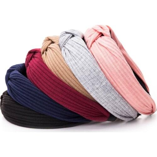 Hot Women Summer Autumn Headband Vintage Cross Knot Elastic Hair Bands Soft Solid Girls Hairband Hair Accessories Korean Fashion