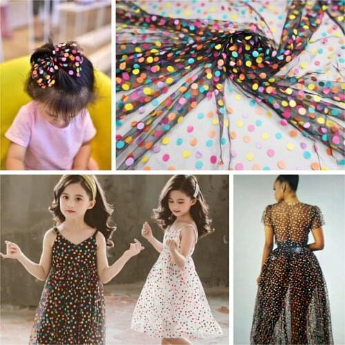 5Meters Sewing Fabric TUTU Dot Polka Mesh Fabric Printed Tulle Skirt Mesh Fabric For Woman Blouse Children Clothing Dress