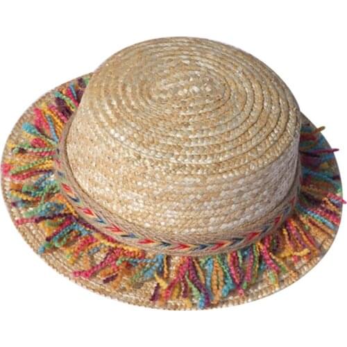 Female Casual Hat Summer Beach Hat Color Rope Decoration Women Flat Brim Bowknot Straw Cap Girls Sun Hat Chapeu Feminino 20#P2