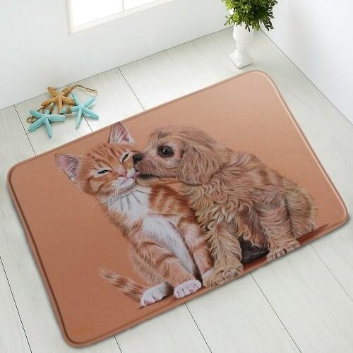 Animals Cat Floor Mat Bathroom Mats Non-Slip Living Room Kitchen Entrance Door Pad Carpet Absorbent Home Decoration Washable