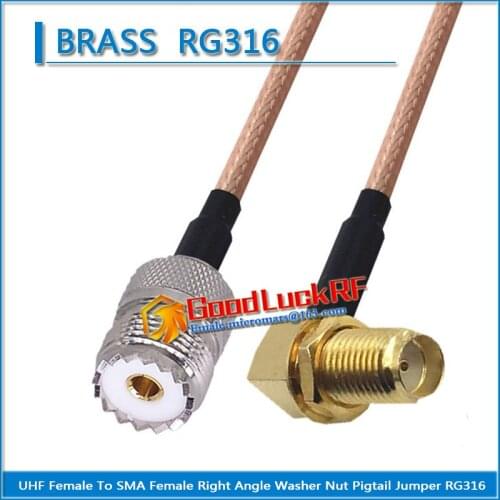 1X Pcs PL259 SO239 UHF Female to SMA Female Washer O-ring Bulkhead Nut Right Angle 90 Degree Coaxial Pigtail Jumper RG316 Cable