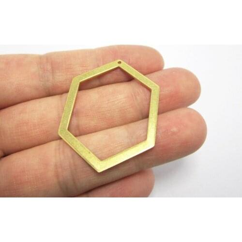 Brass charms 39x29.6mm Hexagon earrings pendant -10pcs R775