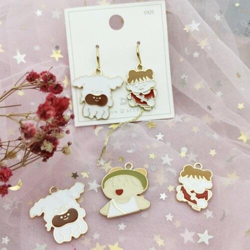 10pcs/lot Alloy Cute Cartoon Enamel Pendants Drop Oil Puppy Girls Charms Fit Fashion Jewelry DIY Earring Bracelet Floating YZ881