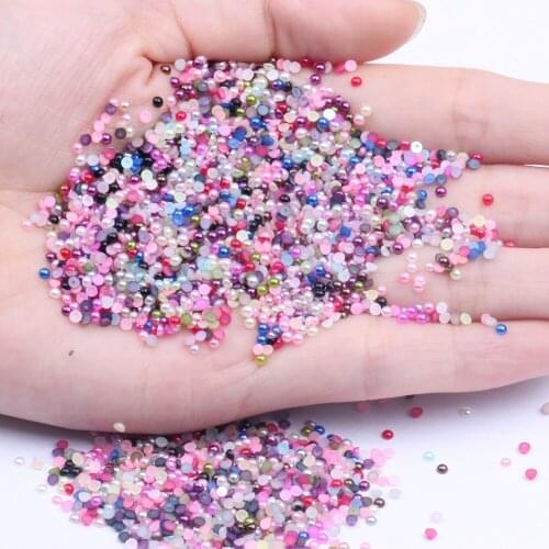 2mm 1000pcs Multicolor ABS Half Round imitation Pearl Bead Flat Back Scrapbook Beads For Jewelry Making Craft Pearls Clothing