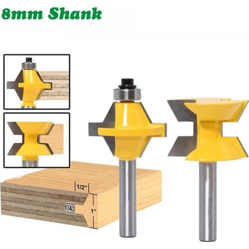 2PC/Set 8MM Shank Milling Cutter Wood Carving 120 Degree Router Bit Set Woodworking Groove Cutters Tungsten Alloy Wood Tenon