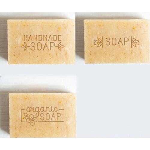 3 Pcs/set Leaves And Letters DIY Soap Stamp Resin Acrylic Handmade Seal Organic Natural Soap Making Tools Chapters 44 x 44 mm