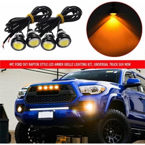 4pcs Universal LED Amber Grille Mark Lights for Truck SUV Ford SVT Raptor Style