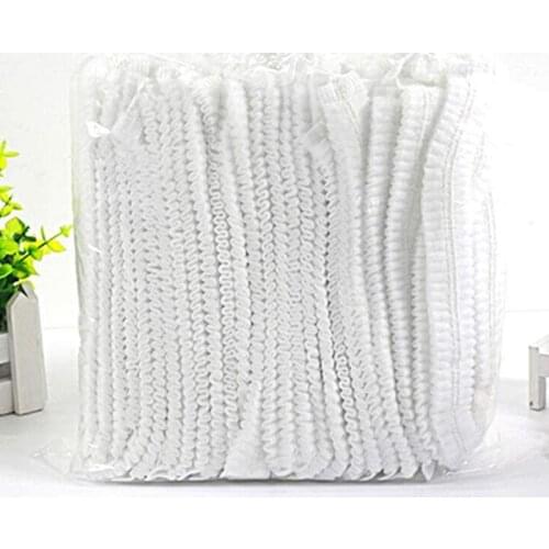 50pcs Disposable PE Hair Hat Elastic Cap For Catering Food Kitchen Dining Living Room Shower