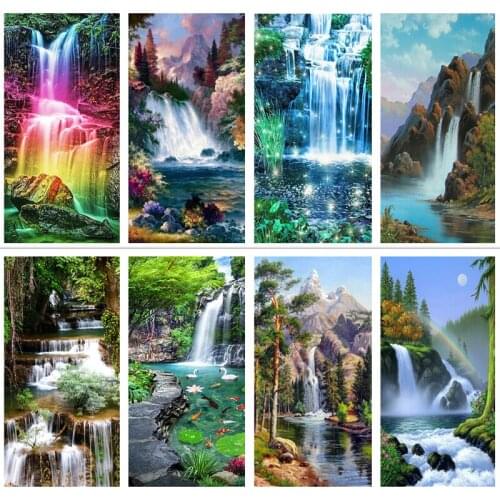 DIY Diamond Painting Waterfall Landscape 5d Handicraft Full Square Diamond Embroidery Cross Stitch Mountain Wall Art
