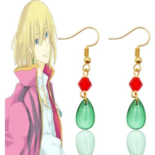 Howl Earrings Men Women Anime Jewelry Water Drop Earring Howls Moving Castle Cosplay Accessories Hoop Earing Comics Fans Gift