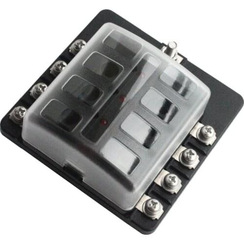 Professional Car Boat 8 Way LED Warning Automative ATC ATO Blade Fuse Box Holder Circuit Block Box +40 Stickers