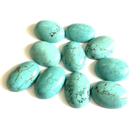 Wholesale Natural Magnesite Bead Turquois e Cabochon 18x25mm Oval Gem Stone Cabochon Ring Face 2Pcs/pack