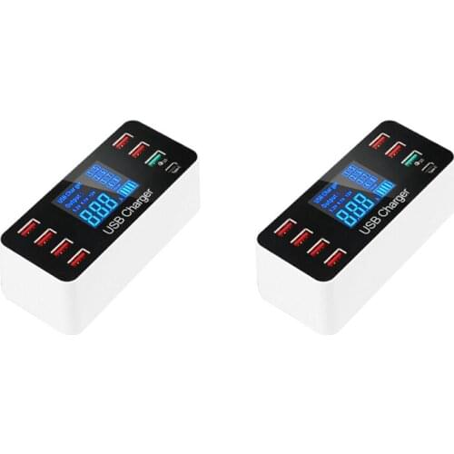 USB Quick Charger 40W 8-Port LED Display Quick Charge 3.0 Fast Charger Desktop Charging Station For Iphone Ipad