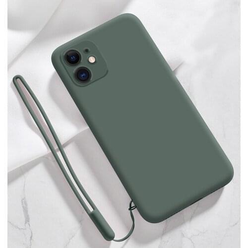For Apple iphone 12 Pro Max 12mini Case Soft Liquid silicone Lanyard protective Back Cover for iphone 11 Pro XS Max XR 6 7 8Plus