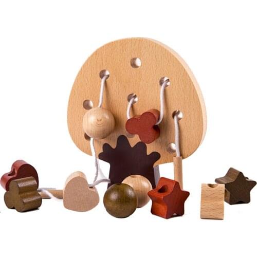 Wooden Educational Toys Beading Game Montessori Materials for Hand-eye Coordination Exercises Early Development Toys for Toddler