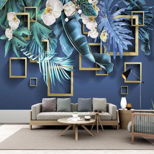 Custom Photo Wallpaper 3D Tropical Plant Flower Leaf Murals Living Room TV Sofa Bedroom Home Decor Wall Painting Papel De Parede