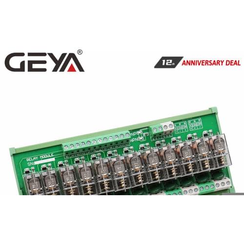 GEYA NG2R Din Rail 12 Group Relay Module Omron Replaceable Relay Board 12VDC 24VDC SPDT RELAY