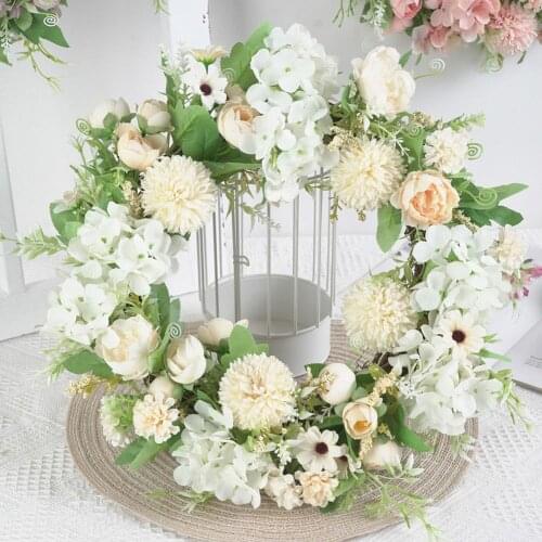 Silk Peony Artificial Flowers Wreaths Door Perfect Quality Simulation Garland for Wedding Home Party Decoration DIY Party Leaf