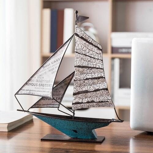 Creative Wrought Iron Sailing Statue Retro Decoration Modern Home Decoration Living Room Decoration Office Accessories Crafts