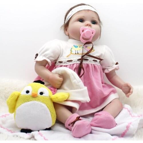 18 Inch 45cm Reborn Doll Cotton Body Blue Eyes Cute Girl Rebirth Baby Toy Reality Dolls For Childrens Gifts Toys Playmates