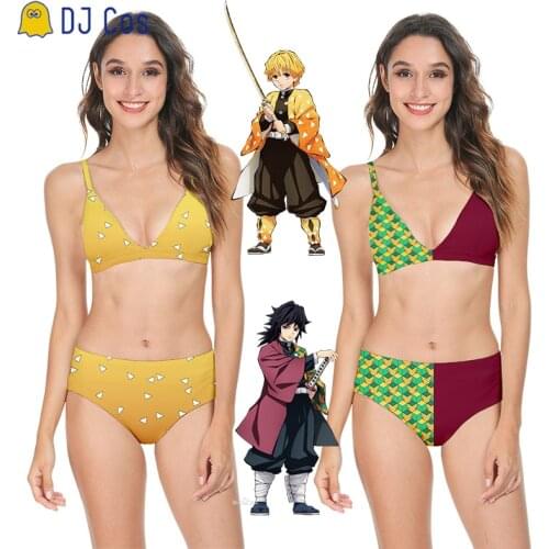 Anime Demon Slayer Bikini Swimsuit Swimwear Kimetsu No Yaiba Youth Two Piece Bathing Suit Underwear Sexy Bra and Panty