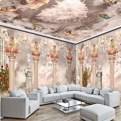 Milofi custom photo wallpaper 3D dream roman column cloud castle unicorn custom background wall mural