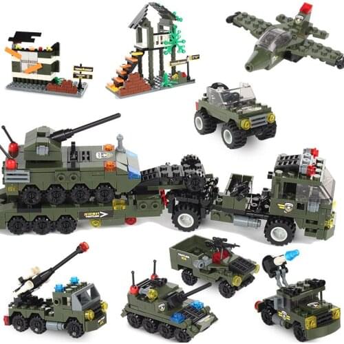 Military transport vehicle model Military Tank Military Aircraft model Building Blocks Armored Vehicle Bricks Toys For kIDS