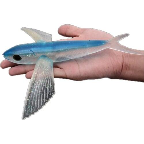 Seawater PVC Sea Fishing Bait Flying Fish Lure Boat Trolling Tuna Mackerel Soft Baits 21cm/130g