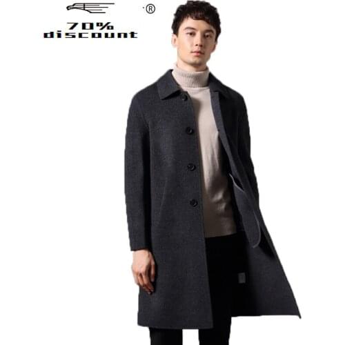 Handmade 200% Wool Coat Men Double-sided Long Jacket Men Autumn Overcoat Mens Coats and Jackets Abrigo Hombre KJ2505