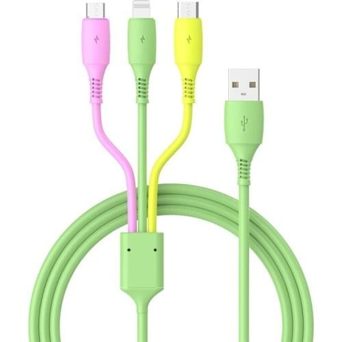 Soft Silicone Fast Charging 5A USB Type C Cable for Xiaomi HTC 3 In 1 USB Charger Mobile Phone USB Cable