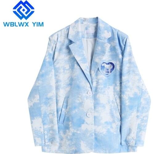 High Quality Blazer Jacket Women Single Breasted FashionTie dye Suit Jacket Female Spring Autumn Casual Loose Blazers Coat