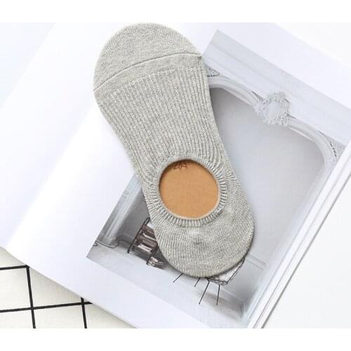 Casual Plain Color All-match Trendy Thread Non-slip Cotton Invisible Boat Socks For Female Women Ladies ZFS0741