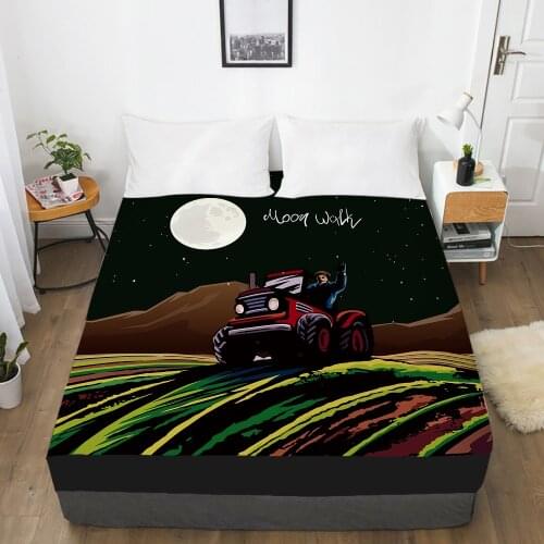 Car Cartoon Kids Elastic fitted sheet bed sheet With An Elastic Band 150x200 Mattress Cover Bed cover for children baby Moon