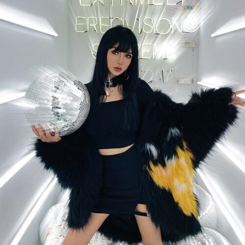 RosEvans Net Red Real Fur Coat Bat Loose Version Butterfly Pattern Imported White Raccoon Wool Woven Fur Womens Winter Jacket