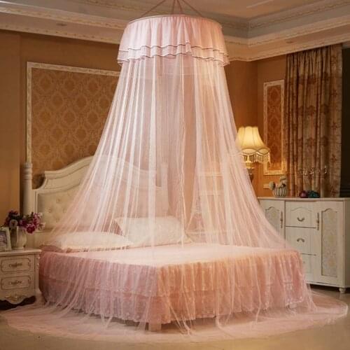 Luxury Princess Lace Palace Hanging Curtain Canopy Mosquito Net Repellent for Single Double Bed Tent Kid Baby Crib (No Bracket)