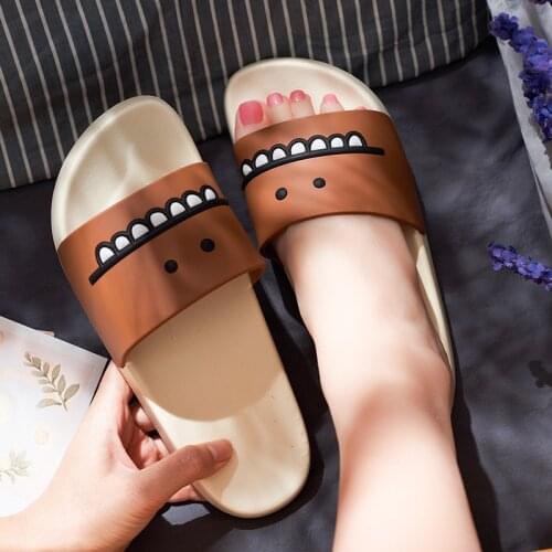 Couple Slippers with Soft Anti-slip PVC Cartoon for Men and Women Wear Household Bathroom Shoes Men Slippers Women Shoes