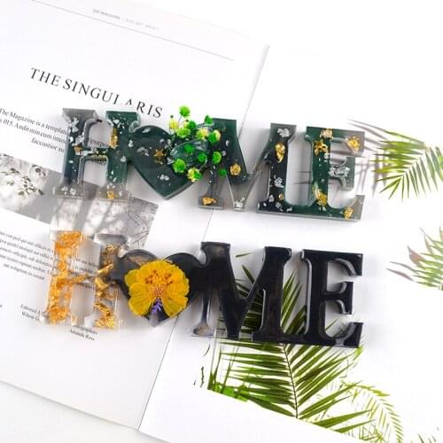 TC134 Live Love Home Famliy Resin Mold Letter With Gold Foil Sets For Table Decoration