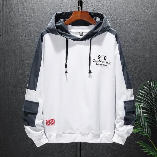 High quality Long sleeve Mens Hoodies Fashion Hip Hop Sweatshirts Men Hoodie Casual Streetwear Harajuku Splicing Hoodie Mens