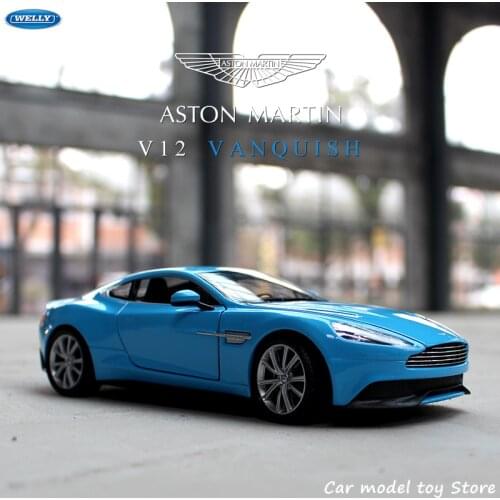 WELLY 1:24 Aston Martin V12 Vanquish sports car simulation alloy car model crafts decoration collection toy tools gift