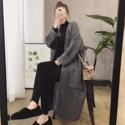 Women 2020 New Spring Autumn Fashion Elegant Long Cardigan Female Loose Knit Sweater Ladies Casual Oversized Knitted Coat R107